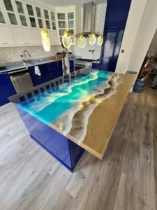 Ocean Epoxy Kitchen countertop Epoxy wood countertop Resin countertop - Picture 1 of 7