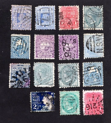 New South Wales 1888-99 group of 15 stamps used CV=17.2$ - Image 1 of 2
