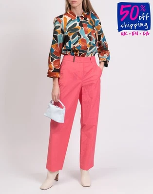 RRP€376 PESERICO Straight Trousers IT42 US6 UK10 M High Waist Made in Italy - Image 1 of 4