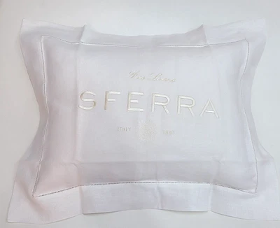 Sferra Logo Boudoir Decorative Pillow 100% Linen Made In Italy - Image 1 of 4