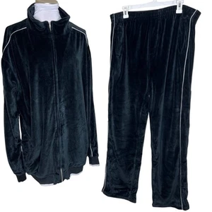 Sweatsedo Velour Tracksuit 3XL Mens Black Velvet 2 Piece Hip Hop Jacket & Pants - Picture 1 of 12