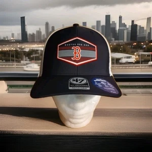 New 47 Brand Men's Boston Red Sox Navy Burgess Trucker Hat Adjustable Snap Back - Picture 1 of 9