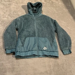 Nike Sportswear Jacket Youth XL Blue Winterized Sherpa Full Zip Hooded Coat - Picture 1 of 8
