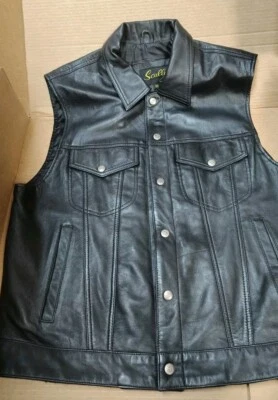 Chaleco de motociclistas/artistas intérpretes de cuero de oveja de alta calidad Foto 1 de 4
