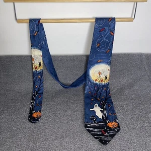 Fall Pumpkin Mens Silk Necktie Blue USA American Traditions - Picture 1 of 10