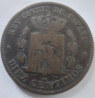 España 10 Céntimos 1879 .#202k Foto 1 de 4