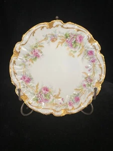 LIMOGES FRANCE Porcelain Plate Pink Floral - Picture 1 of 10