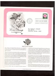Postal Society First Day Cover FDC stamp # 2380 25 cent LOVE ROSES 1988 - Picture 1 of 1