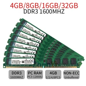 32GB 16GB 8GB 4GB PC3-12800U DDR3 1600MHz DIMM Intel Memory RAM For Kingston LOT - Picture 1 of 15