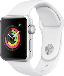 Apple Watch Series 3 GPS 38mm Aluminum Case Silver Sport Wristband White - Zdjęcie 1 z 4