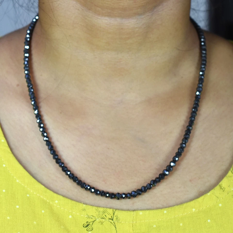 Collar de cadena unisex de diamantes negros - 60 quilates - gran brillo, certificado de 4 mm Foto 1 de 4