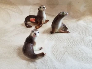 VTG Kelvin Bone China Miniature Seal Family set 3 figurines Japan Chipped - Picture 1 of 7
