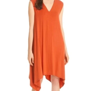 Eileen Fisher Orange Pekoe Cut Out Lightweight Viscose Jersey Dress size medium - Picture 1 of 17