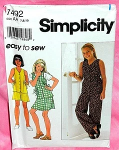  Uncut Simplicity Girls 7-10 Button Front Top Short Pants & Skirt Pattern 7492 - Picture 1 of 2