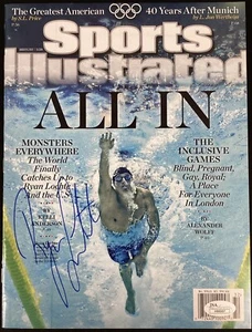 Ryan Lochte Signed Sports Illustrated 8/6/12 No Label Olympic Gold Swim Auto JSA - Picture 1 of 8