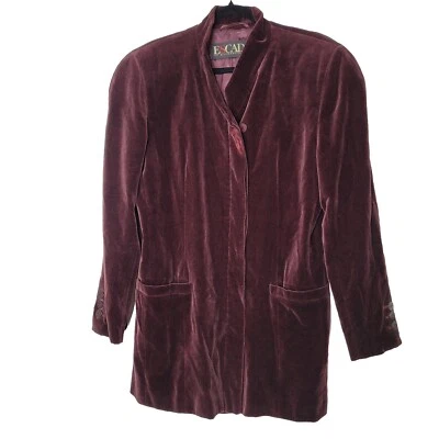 BLAZER DE TERCIOPELO MORADO CON BOTONES OCULTO ESCADA BY MARGARETHA LEY TALLA 40 Foto 1 de 4