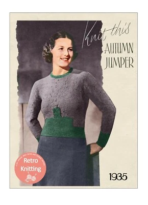 1930s Autumn Sweater Knitting Pattern 36 Bust - Copy - Image 1 of 2