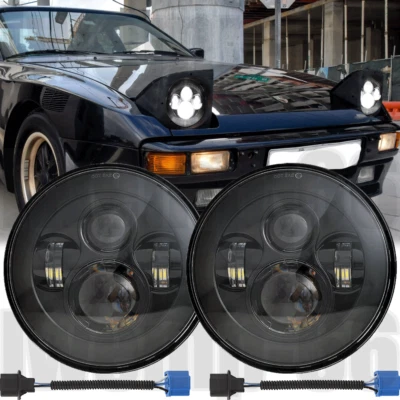 Par de faros LED redondos de 7 pulgadas proyector de haz alto bajo para Porsche 944 1983-1991 Foto 1 de 4