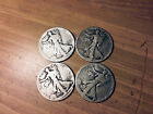 1918-S Walking Liberty Half Dollar & 3 Other Silver Wl Halves