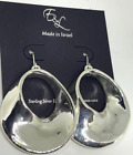 NWT E&L Gorgeous Sterling Silver Electroform Dangle Hoop Earrings