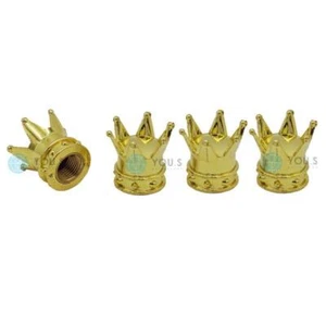 4 Pièce You.S Aluminium Couronnes Valve Or avec Joint pour Voiture Camion - Photo 1 sur 1