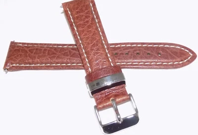 New Timex Saddle Leather Brown 20mm Watch Band High Contrast White Stitching - Image 1 of 4