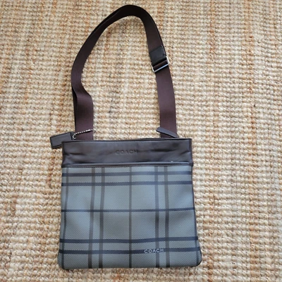 Bolso Bandolera Coach F70751 Cuadros Cuadros Preppy Bolso de Hombro Cartera Borde de Cuero Foto 1 de 4