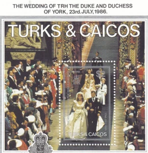 (141958) Prince Andrew Fergie Wedding minisheet Turks & Caicos MNH 1986 - Picture 1 of 1