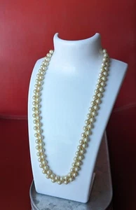 Vintage Avon Double Strand Faux Pearl BRAIDED Gold Tone Chain 18" NECKLACE  - Picture 1 of 19