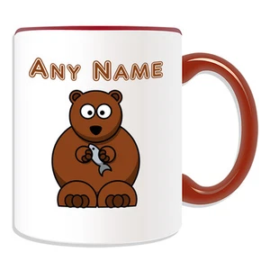 Personalised Gift Bear Mug Money Box Cup Customise Name Coffee Silly Fish Tea - Picture 1 of 20
