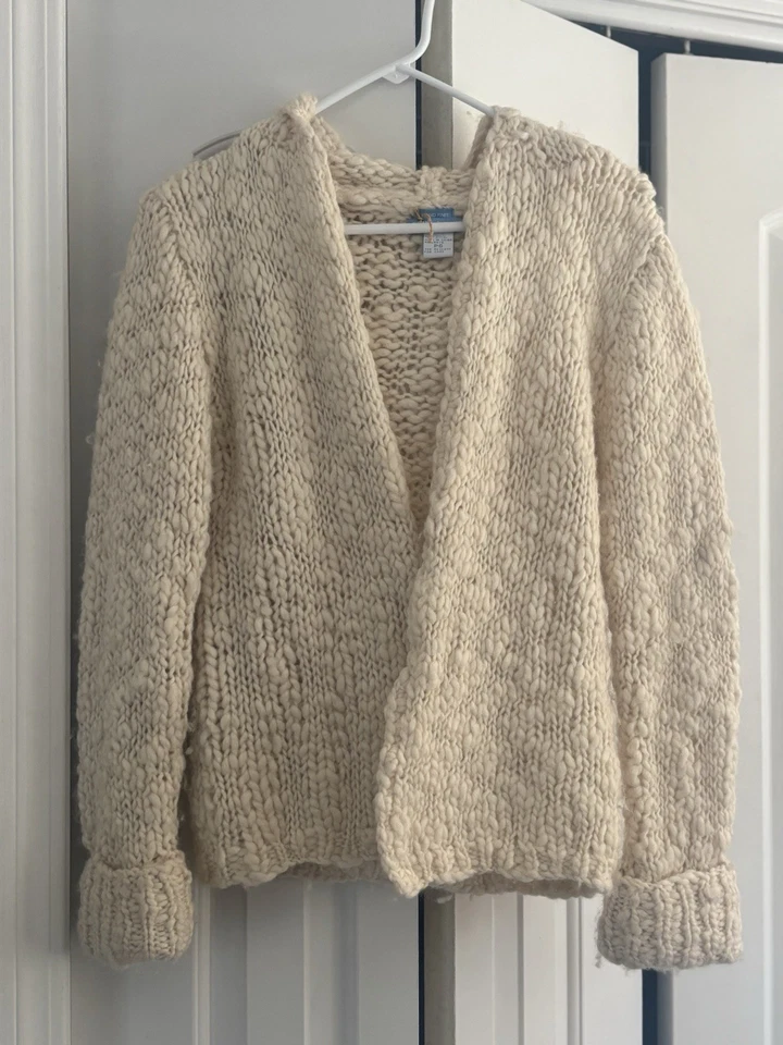 Кардиган женский ручной вязки Deane & White кремовый шерстяной коренастый PS - Изображение 1 из 3