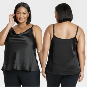 Ava&Viv Women’s Black Satin Camisole Top Plus Size 3x Dressy, Heavy Satin New - Picture 1 of 6