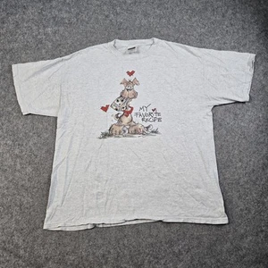 Vintage Dog Graphic Shirt Mens XL Gray Tultex My Favorite Recipe Cartoon 90s Tee - Picture 1 of 11