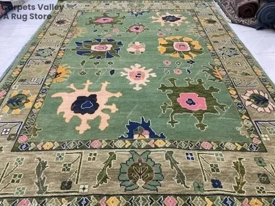 Alfombra de área Oushak anudada a mano 8x10, 9x12 para hogar, dormitorio, sala de estar Foto 1 de 4