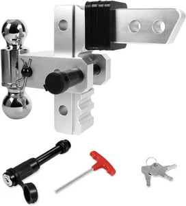2'' Receiver 6'' Drop Rise Adjustable Trailer Tow Hitch Dual Ball W/Lock 12500lb - Picture 1 of 7