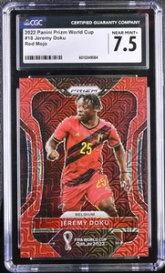 Jeremy Doku 2022 Prizm World Cup Red Mojo /99 #18 CGC 7.5 Belgium - Picture 1 of 2