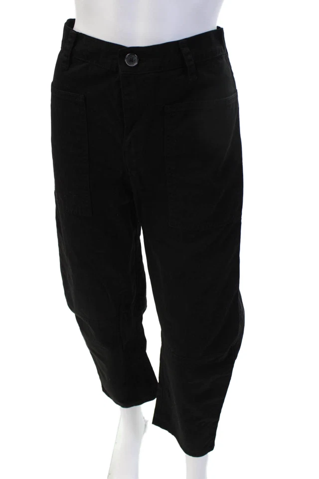 Pantalones cargo recortados unisex de terciopelo botones negros 100 % algodón talla 0 Foto 1 de 4
