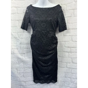 ASOS Bodycon Dress Black Floral Lace Sz 10 Party Evening Cocktail Dark Academia - Picture 1 of 9