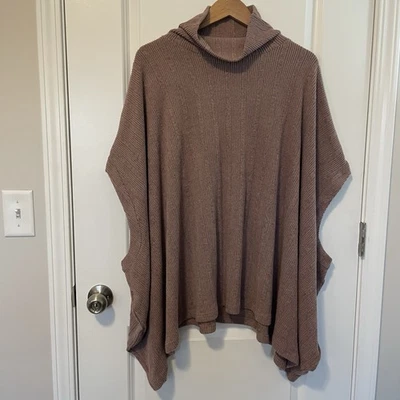 NWT Oddy Ribbed Knit Sweater Pullover Poncho Top Plus Size 1X Cozy Boho Hippie - Image 1 of 4
