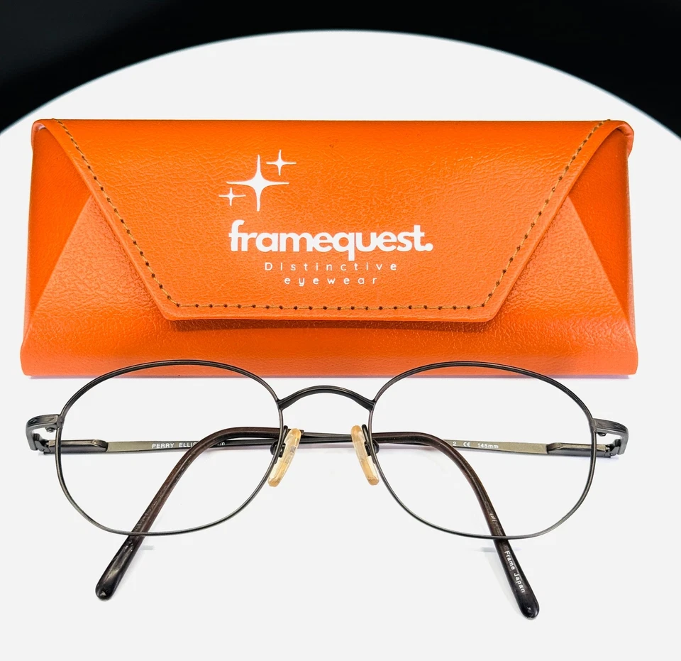 VTG PERRY ELLIS PE-173 2 Gunmetal Brown Round Full Rim Eyeglasses FRAMES ONLY - Image 1 of 4