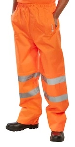 Beeswift Hi-vis Padded Thermal Lined Rain Trousers PVC Coated Orange PTENOR - Picture 1 of 3