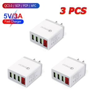 3Pack 3-Ports Fast Charger Block WallUSB Charger Cube For iPhone iPad Samsung US - Picture 1 of 9