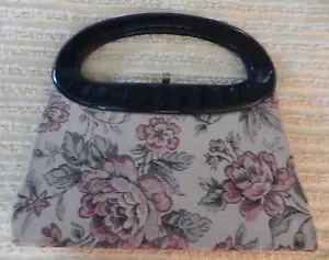 VTG Framed Tapestry Patent Leather Purse Bag Excellent - Picture 1 of 14