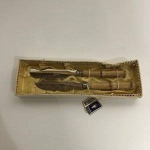 BARON Solingen Germania Set burro coltello manici legno SCATOLA - Foto 1 di 5