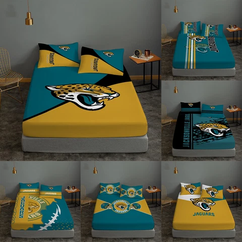 Jacksonville Jaguars 3Pcs Bedding Fitted Sheet Sets Breathable Mattress Cover Cover
