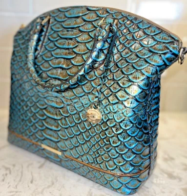 Bolso de Cuero Brahmin Grande Duxbury Bird of Paradise Brasilia ¡NUEVO! RARO Foto 1 de 4