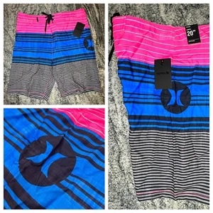 Bañador Hurley Strands Board Shorts Para Hombre Talla 30 Surf Rosa Azul Gris NUEVO - Imagen 1 de 9
