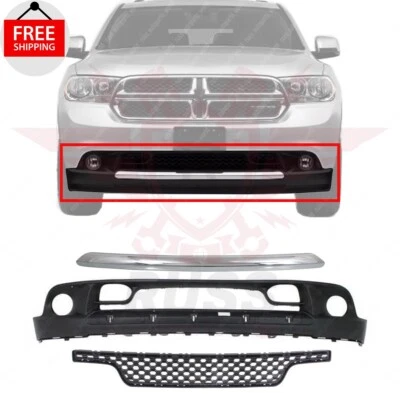 New Front Bumper Cover + Grille + Chrome Molding Fits 2011-2013 Dodge Durango Foto 1 de 4