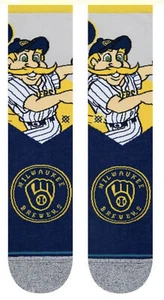 Jugend L Stance Crew Socken MLB Milwaukee Brewers Maskottchen Bernie Brauer Schuh 3-3,5 - Bild 1 von 11
