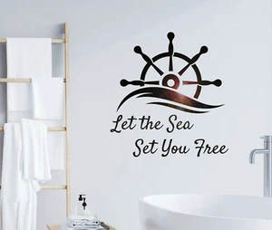 Wall Decal Wheel Ship's Ocean Sea Style Vinyl Decor 22.5 in x 24 in gz387 - Picture 1 of 4
